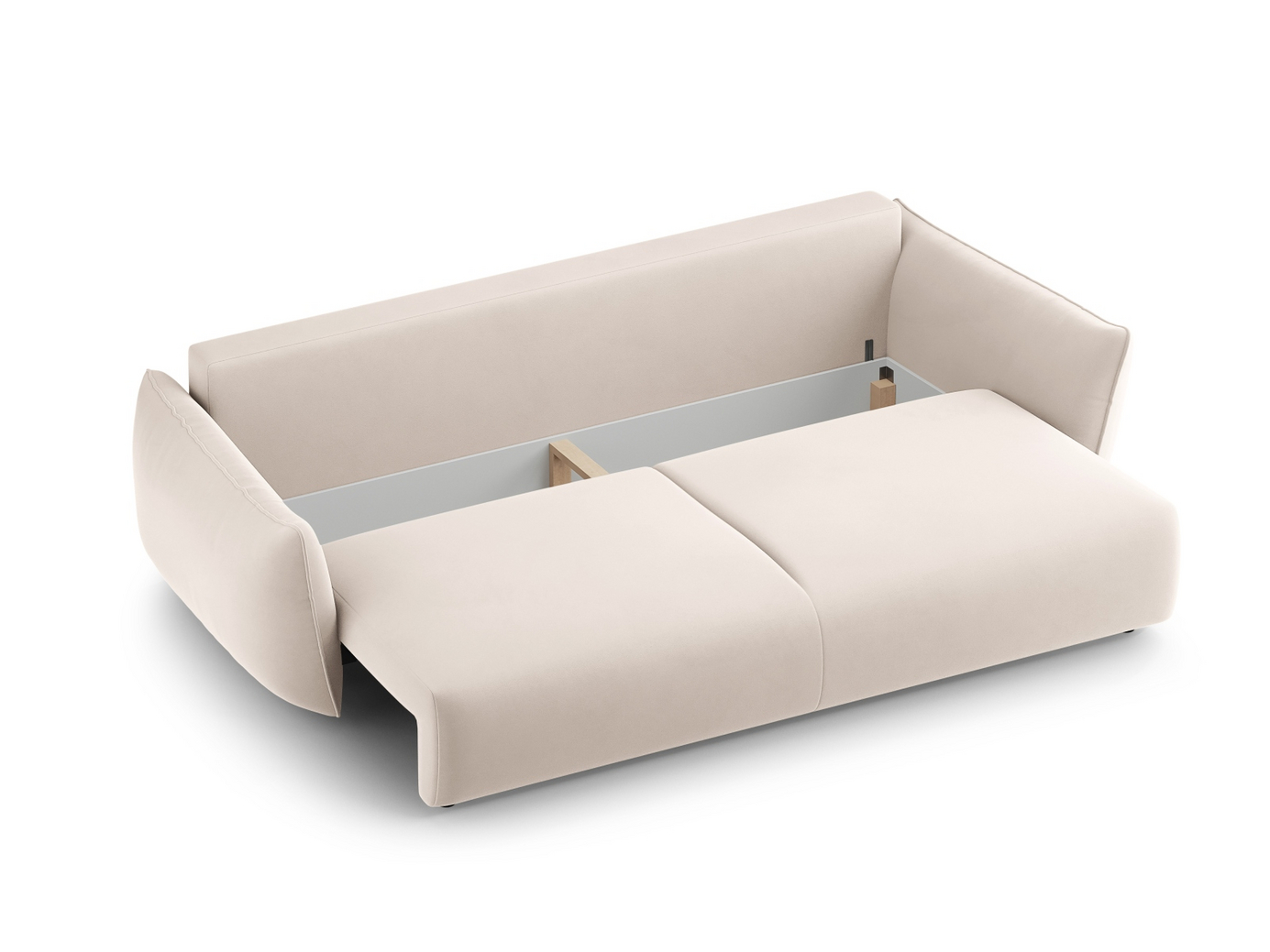 Cosmopolitan Design fløyelssovesofa med oppbevaring, "Matera", 3-seter, 240 × 108 × 86 cm, Salvador, svarte plastben