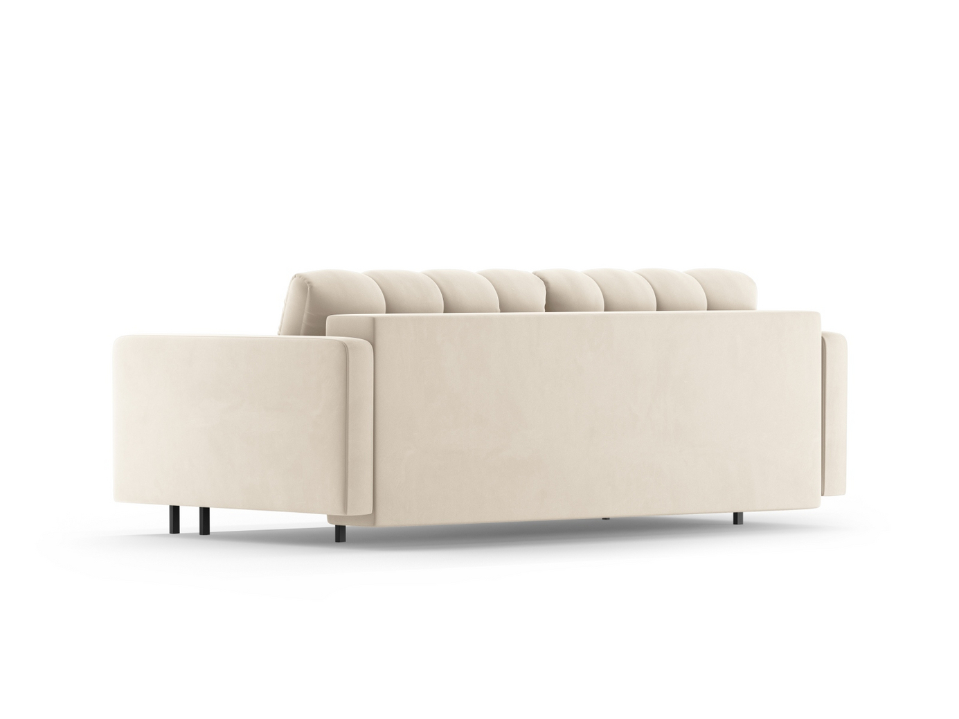 Cosmopolitan Design fløyelssovesofa med oppbevaring, "Bali", 3-seter, 222 × 84 × 105 cm, Bluvel, svarte metallben