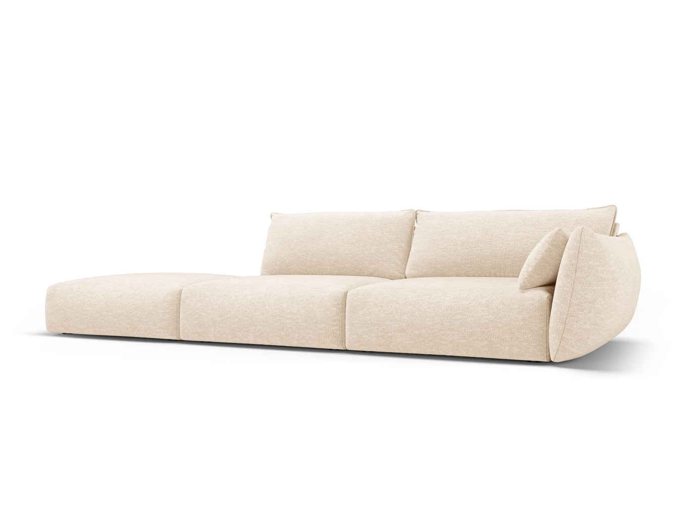 Cosmopolitan Design venstrevendt sofa, "Matera", 4-seter, 264 × 110 × 85 cm, Haga, svarte plastben