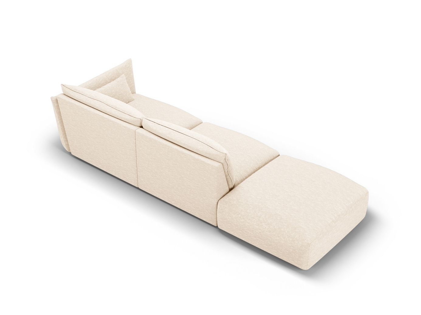 Cosmopolitan Design venstrevendt sofa, "Matera", 4-seter, 264 × 110 × 85 cm, Haga, svarte plastben