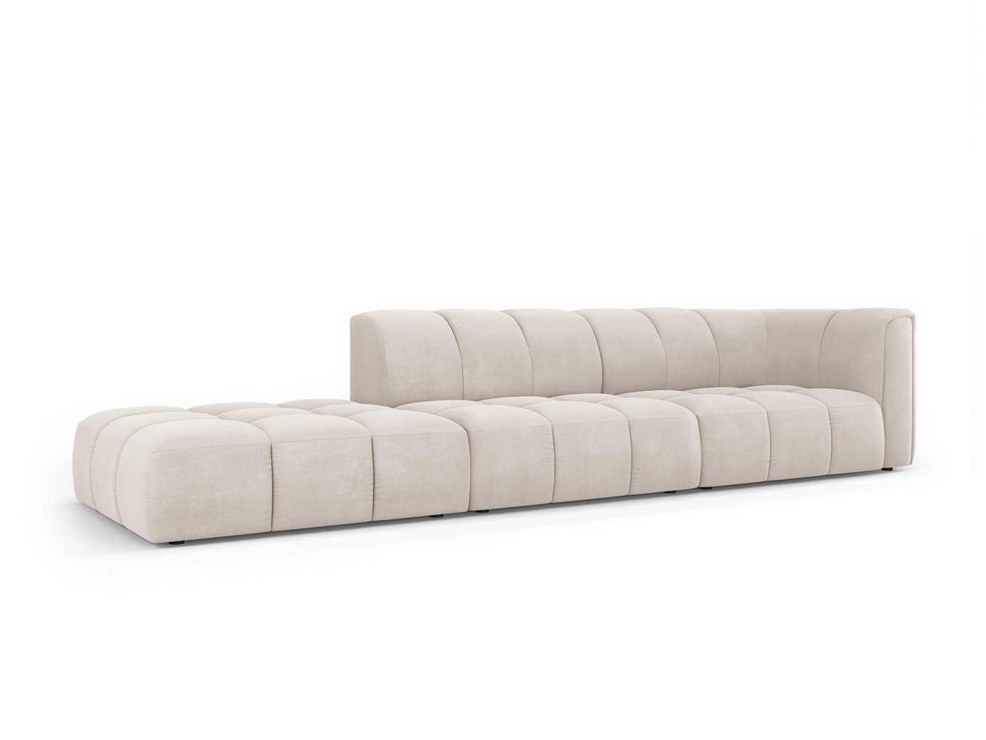 Cosmopolitan Design venstrevendt modulsofa, "Moritz", 4-seter, 293 × 96 × 70 cm, Rebel, svarte plastben