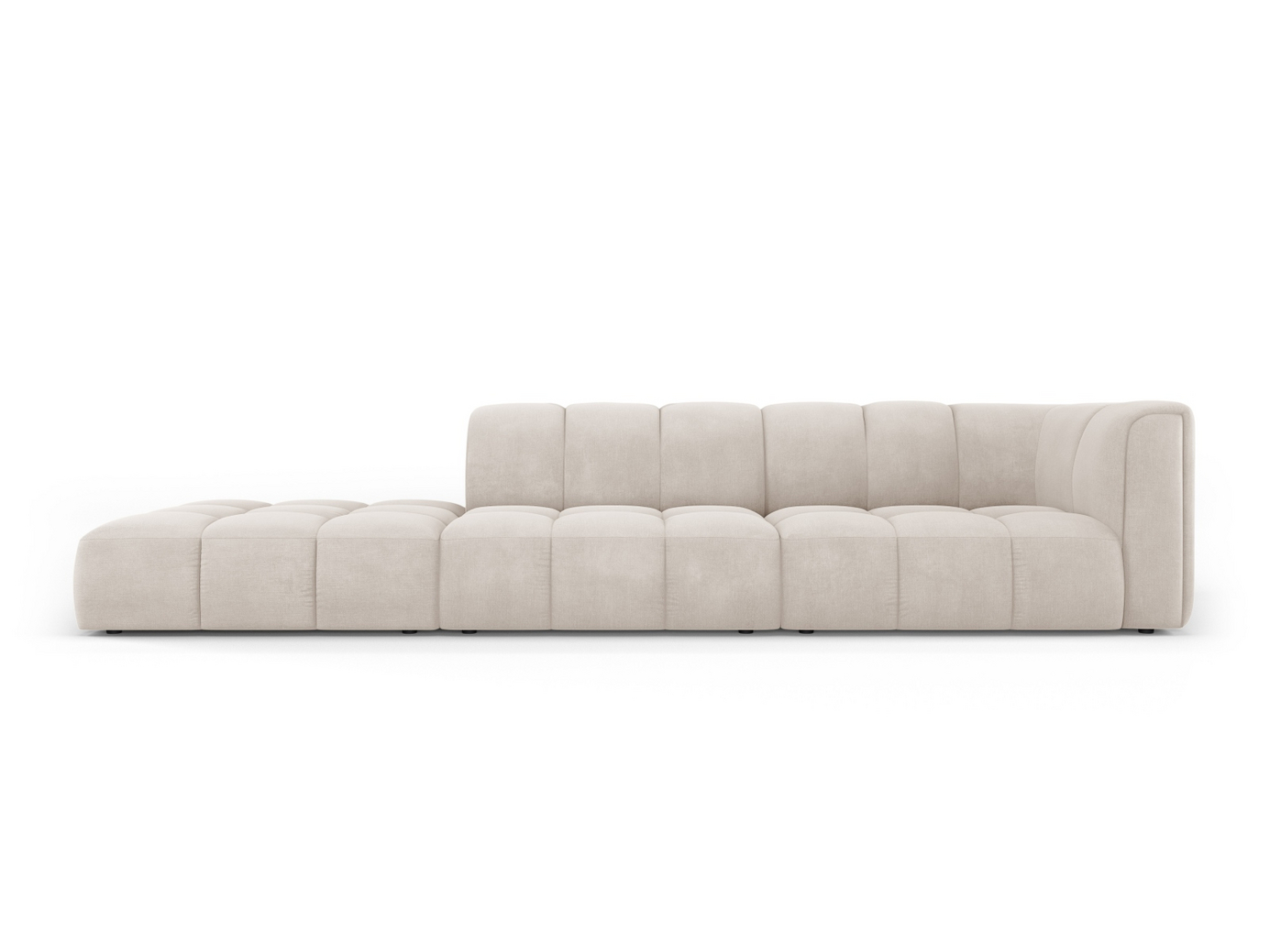Cosmopolitan Design venstrevendt modulsofa, "Moritz", 4-seter, 293 × 96 × 70 cm, Rebel, svarte plastben