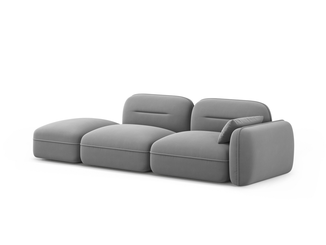 Cosmopolitan Design venstrevendt fløyelsmodulsofa, "Sydney", 3-seter, 295 × 90 × 70 cm, Casino, svarte plastben