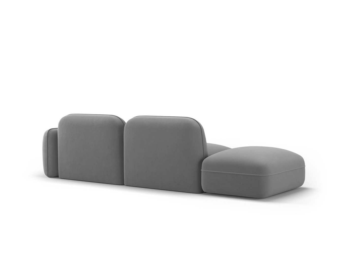 Cosmopolitan Design venstrevendt fløyelsmodulsofa, "Sydney", 3-seter, 295 × 90 × 70 cm, Casino, svarte plastben