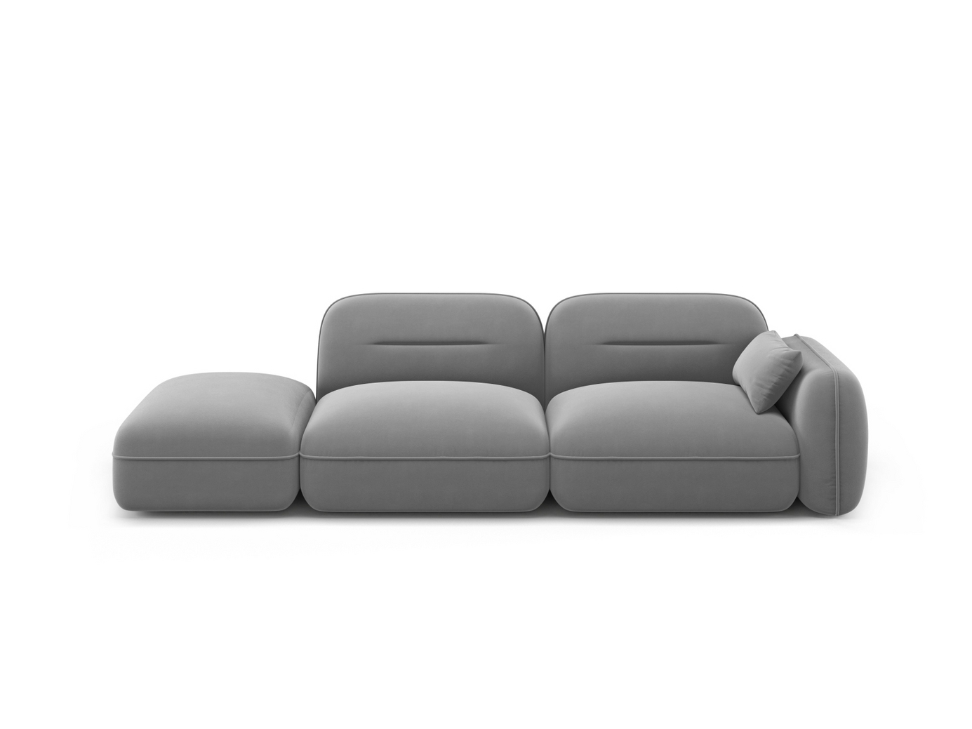 Cosmopolitan Design venstrevendt fløyelsmodulsofa, "Sydney", 3-seter, 295 × 90 × 70 cm, Casino, svarte plastben
