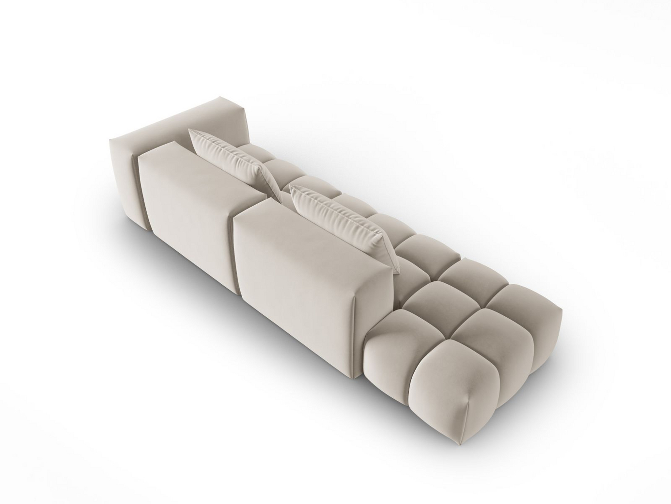 Cosmopolitan Design venstrevendt fløyelsmodulsofa, "Verona", 4-seter, 265 × 85 × 70 cm, Casino, svarte plastben