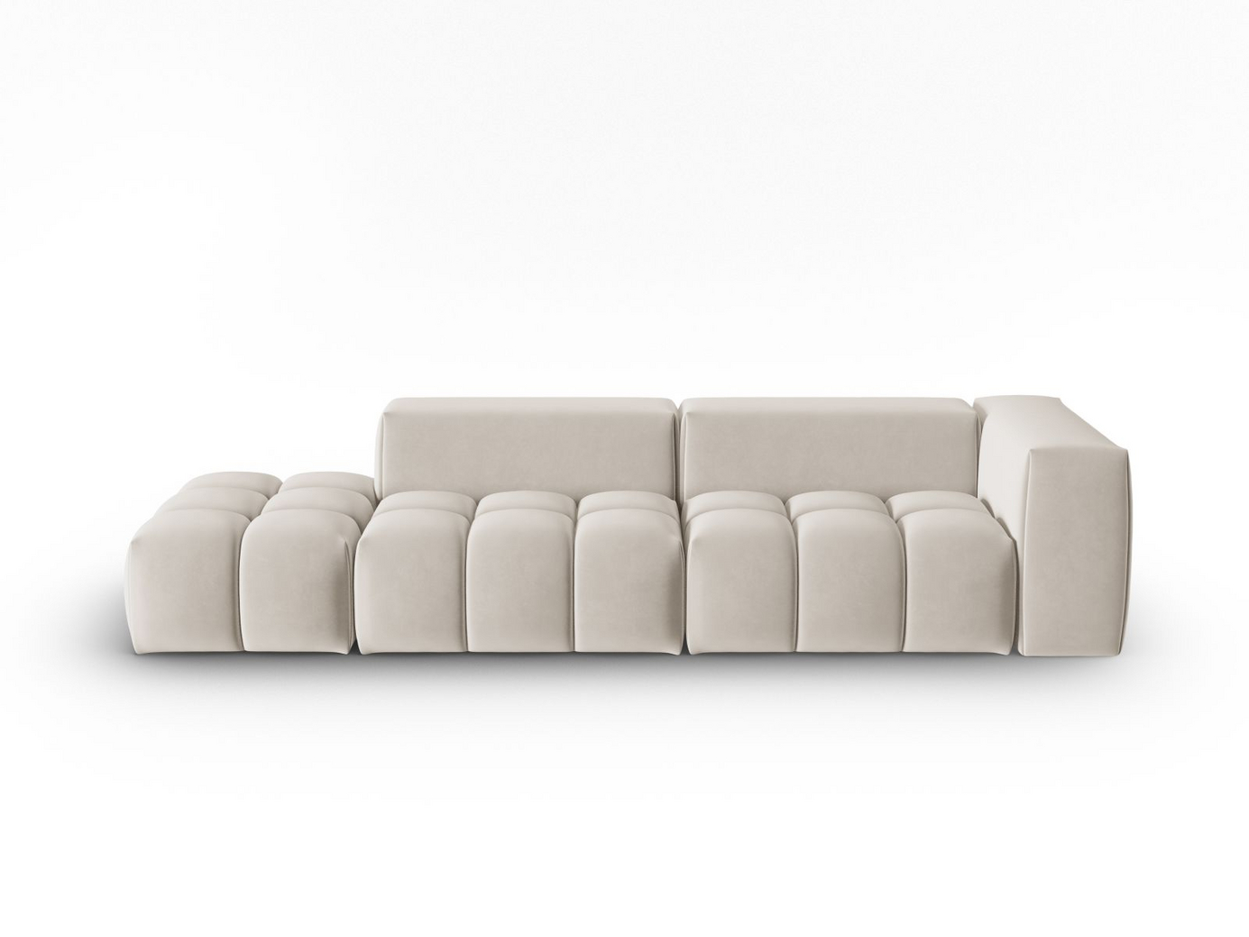 Cosmopolitan Design venstrevendt fløyelsmodulsofa, "Verona", 4-seter, 265 × 85 × 70 cm, Casino, svarte plastben