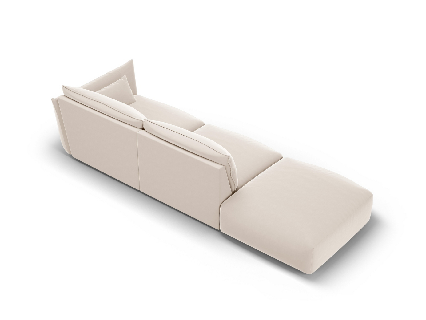 Cosmopolitan Design venstrevendt fløyelssofa, "Matera", 4-seter, 264 × 110 × 85 cm, Salvador, svarte plastben