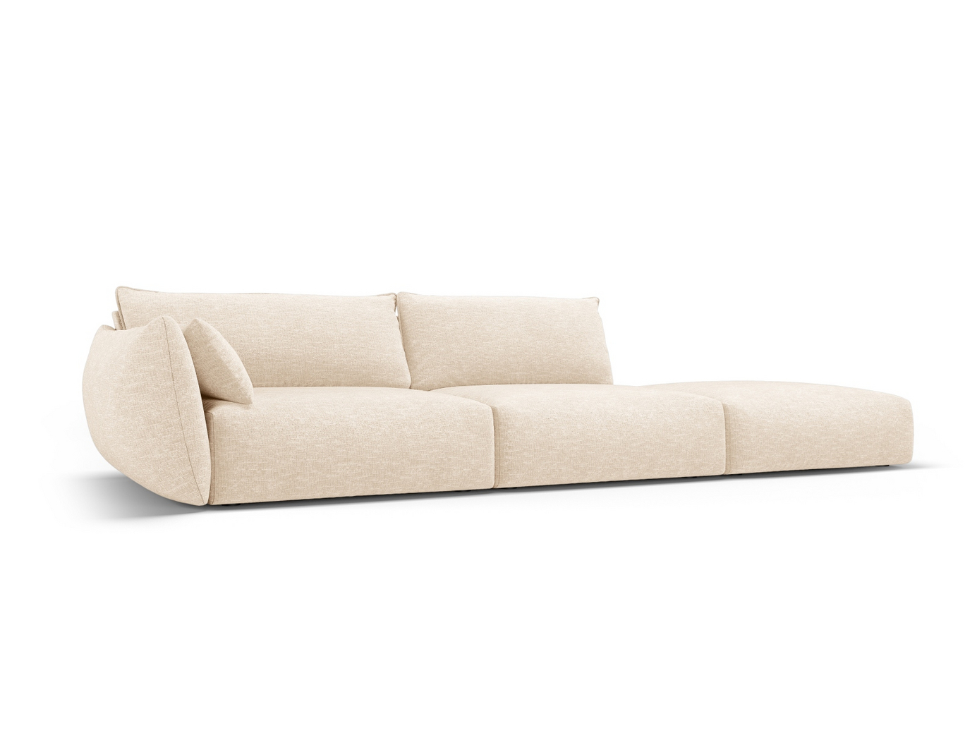 Cosmopolitan Design høyrevendt sofa, "Matera", 4-seter, 264 × 110 × 85 cm, Haga, svarte plastben