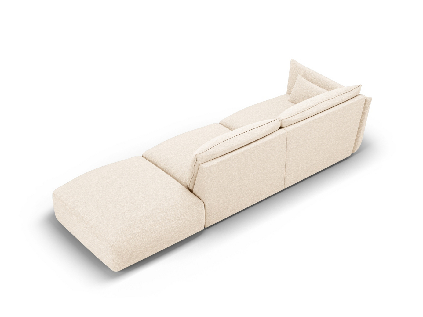 Cosmopolitan Design høyrevendt sofa, "Matera", 4-seter, 264 × 110 × 85 cm, Haga, svarte plastben