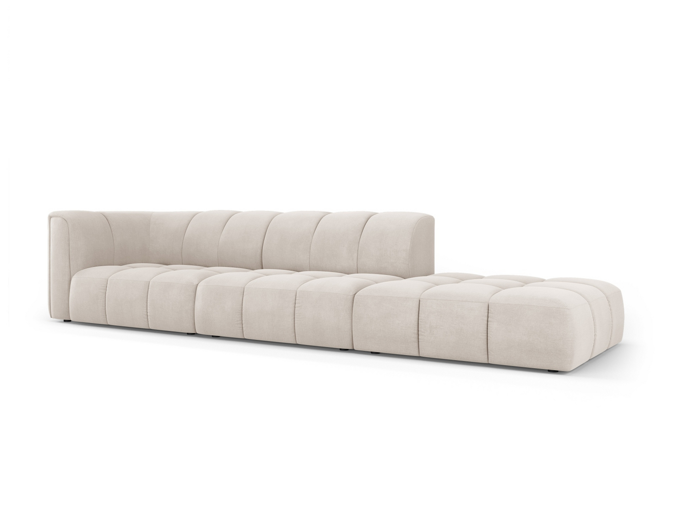 Cosmopolitan Design høyrevendt modulsofa, "Moritz", 4-seter, 293 × 96 × 70 cm, Rebel, svarte plastben