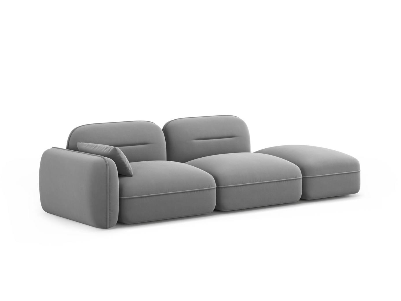 Cosmopolitan Design høyrevendt fløyelsmodulsofa, "Sydney", 3-seter, 295 × 90 × 70 cm, Casino, svarte plastben
