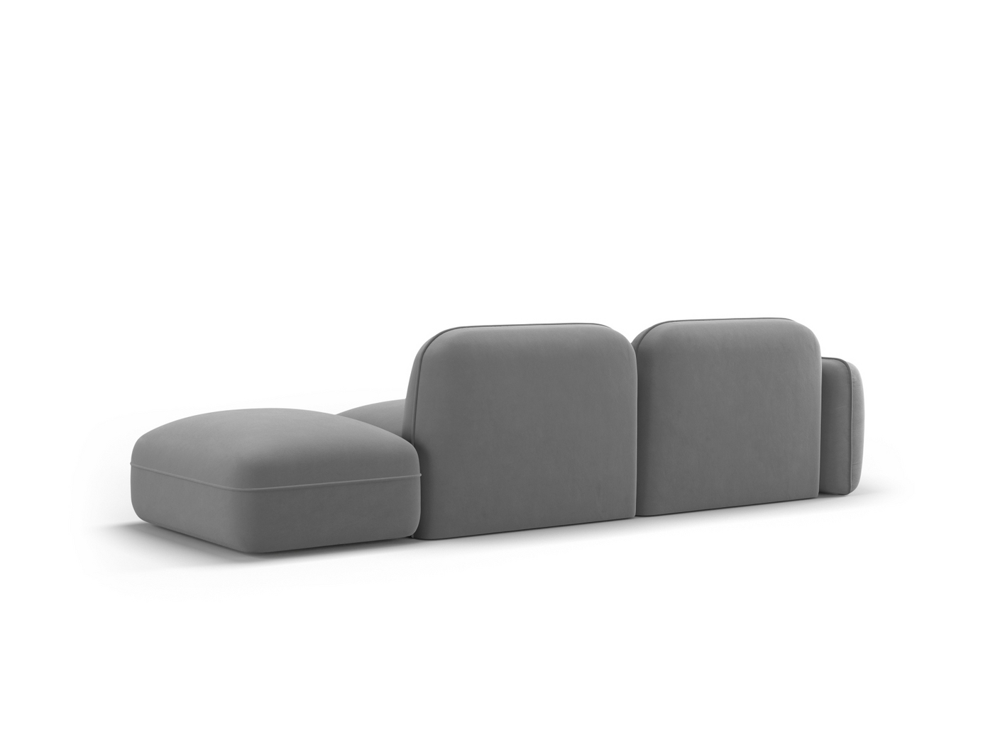 Cosmopolitan Design høyrevendt fløyelsmodulsofa, "Sydney", 3-seter, 295 × 90 × 70 cm, Casino, svarte plastben