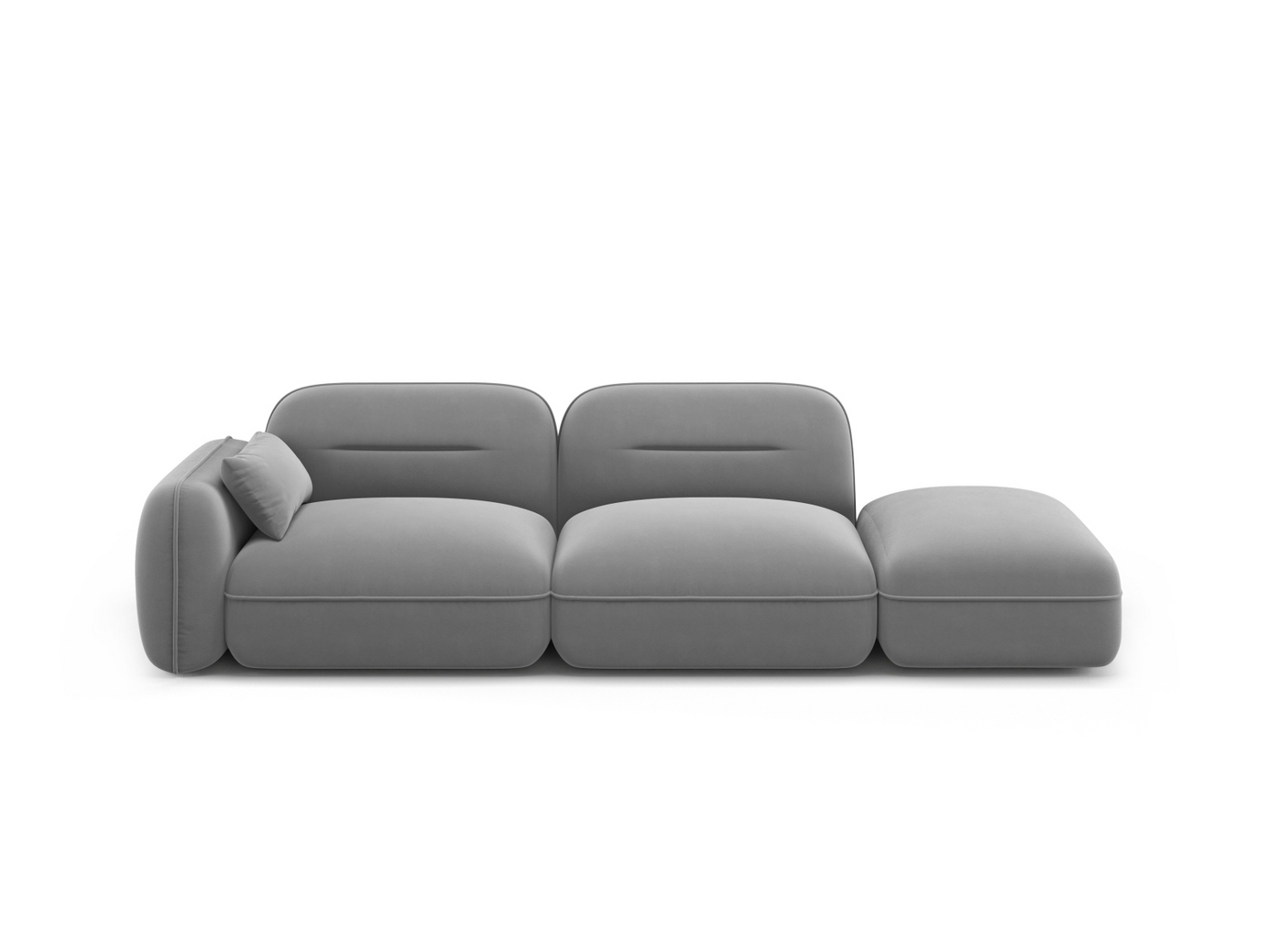 Cosmopolitan Design høyrevendt fløyelsmodulsofa, "Sydney", 3-seter, 295 × 90 × 70 cm, Casino, svarte plastben