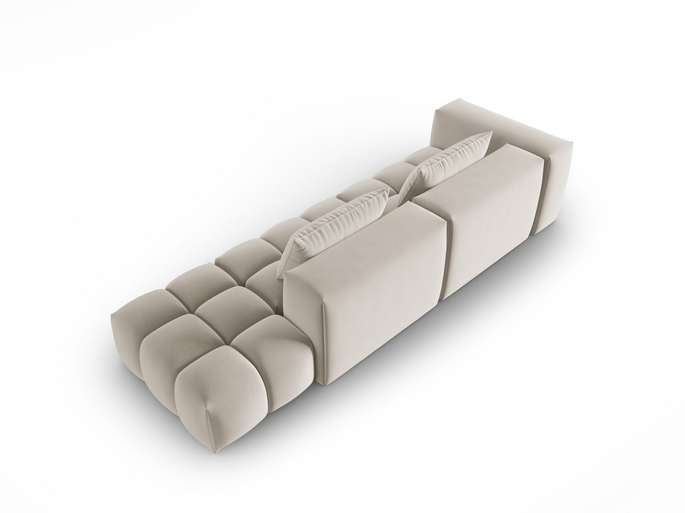 Cosmopolitan Design høyrevendt fløyelsmodulsofa, "Verona", 4-seter, 265 × 85 × 70 cm, Casino, svarte plastben