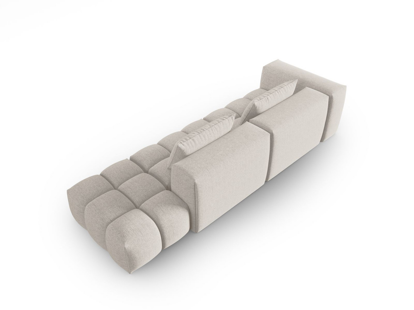 Cosmopolitan Design høyrevendt modulsofa, "Verona", 4-seter, 265 × 85 × 70 cm, Sorella, svarte plastben