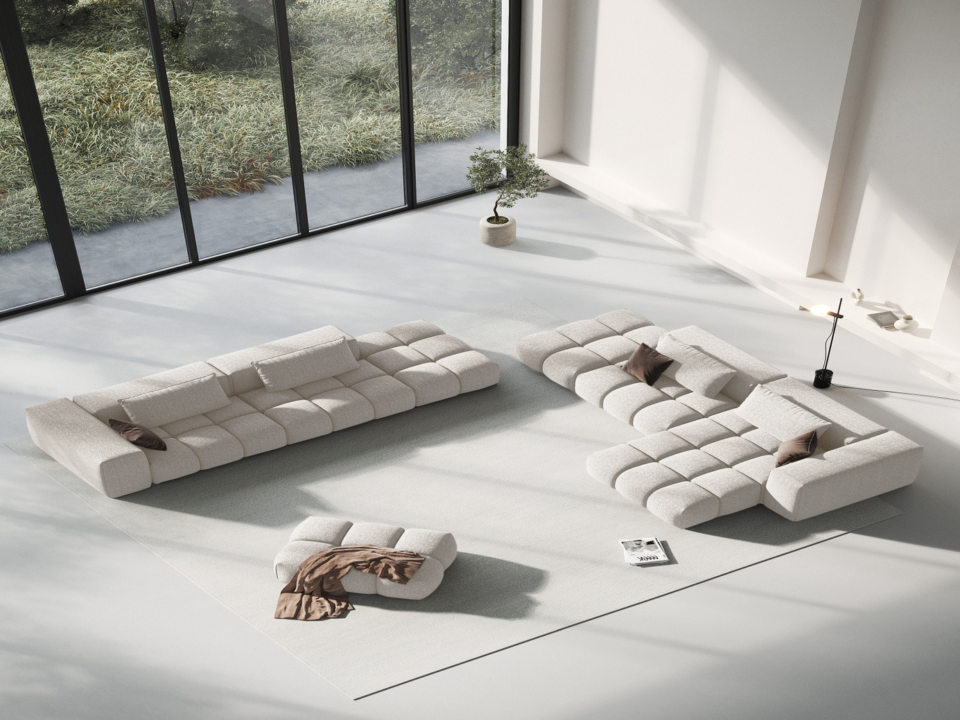 Cosmopolitan Design høyrevendt modulsofa, "Verona", 4-seter, 265 × 85 × 70 cm, Sorella, svarte plastben
