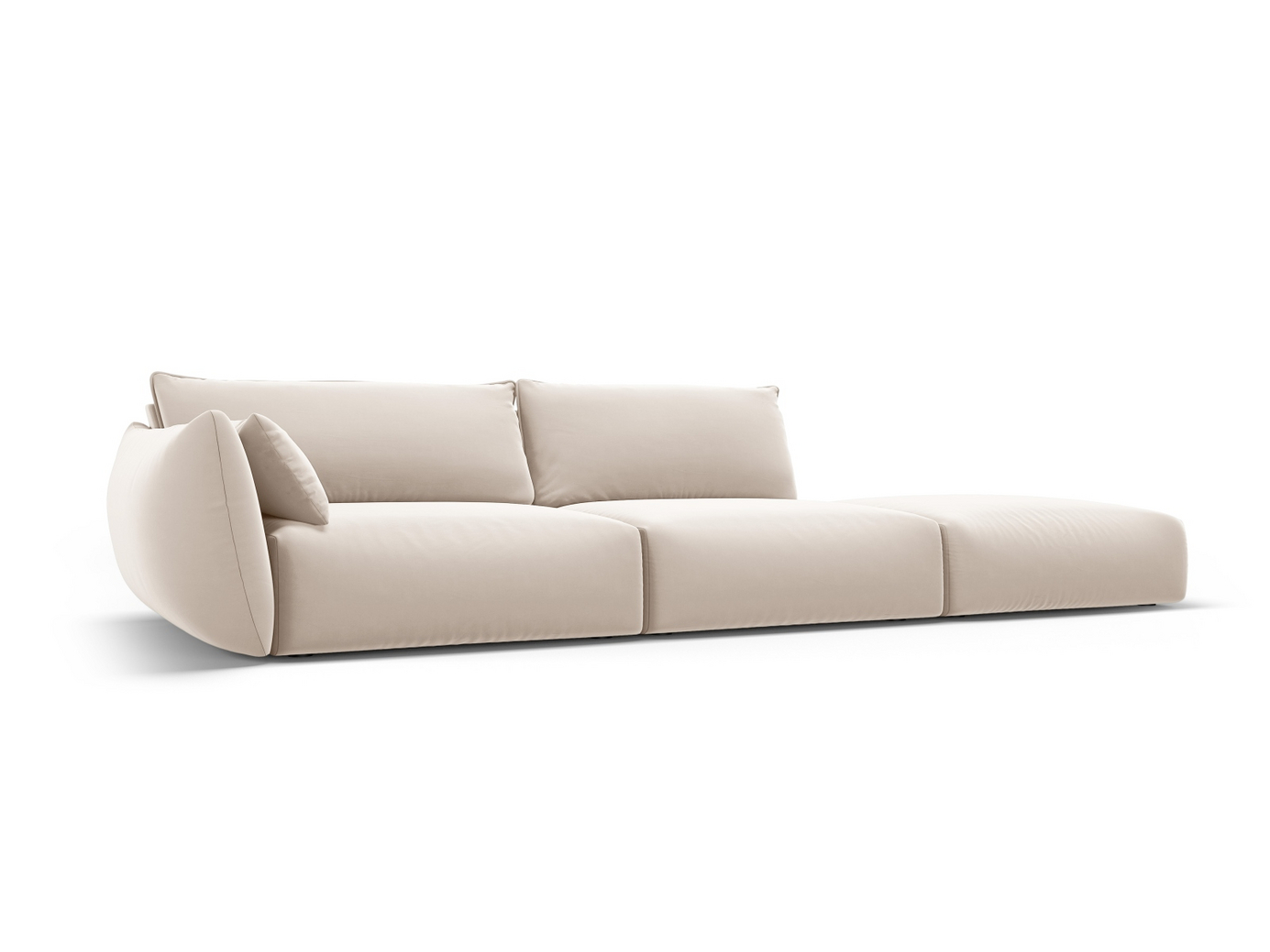 Cosmopolitan Design høyrevendt fløyelssofa, "Matera", 4-seter, 264 × 110 × 85 cm, Salvador, svarte plastben