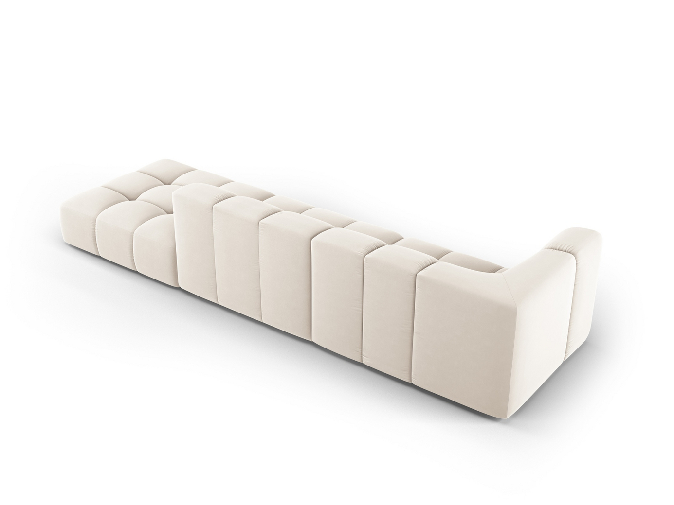 Cosmopolitan Design høyrevendt fløyelsmodulsofa, "Moritz", 4-seter, 293 × 96 × 70 cm, Bluvel, svarte plastben