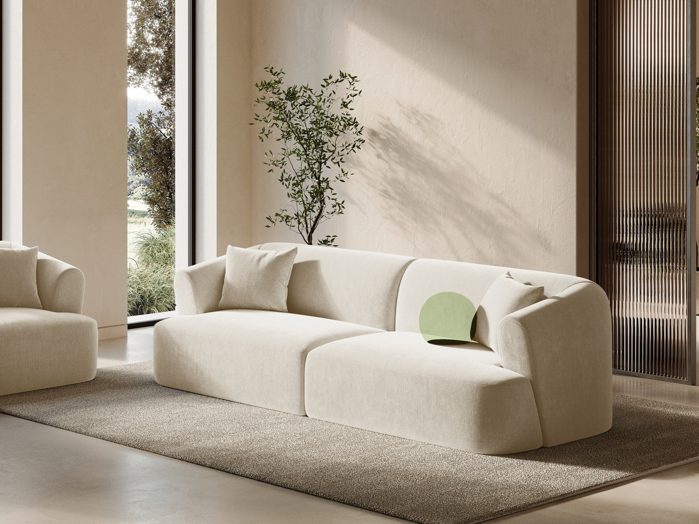 Cosmopolitan Design fløyelsmodulsofa, "Campi", 4-seter, 255 × 90 × 70 cm, Vogue, svarte plastben