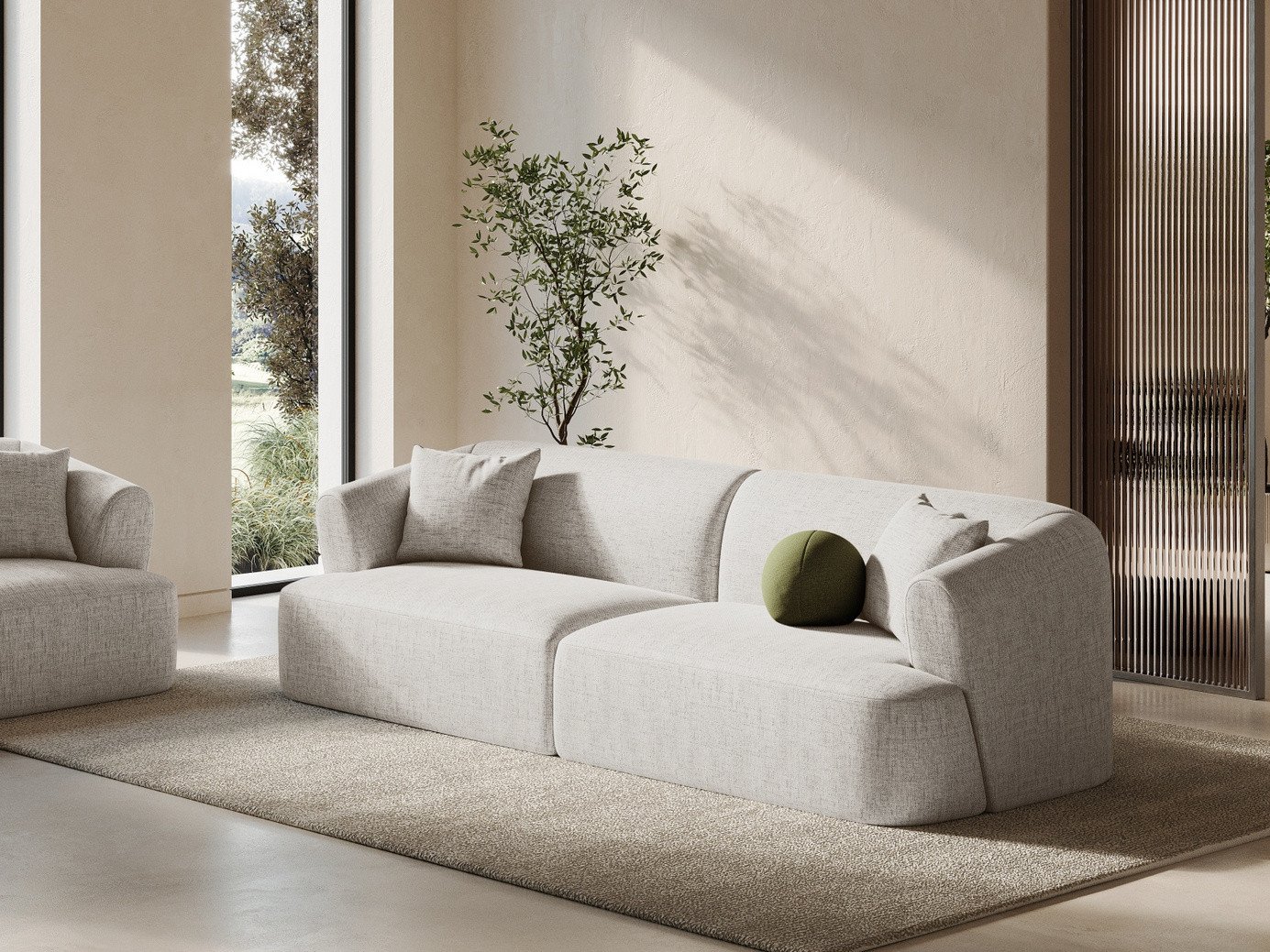 Cosmopolitan Design modulsofa, "Campi", 4-seter, 255 × 90 × 70 cm, Moly, svarte plastben