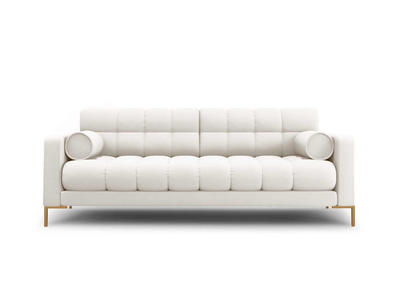 Cosmopolitan Design sofa, "Bali", 4-seter, 217 × 96 × 75 cm, Neve, gullfargede metallben