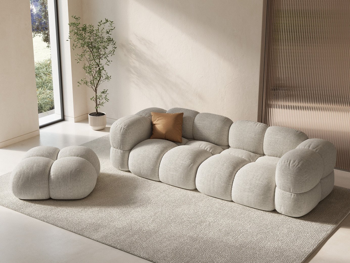Cosmopolitan Design sofa, "Loretto", 4-seter, 250 × 100 × 68 cm, Sorella, svarte plastben