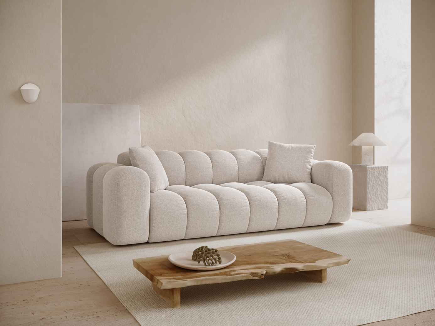 Cosmopolitan Design sofa, "Treno", 4-seter, 240 × 94 × 70 cm, Eden 10, svarte plastben
