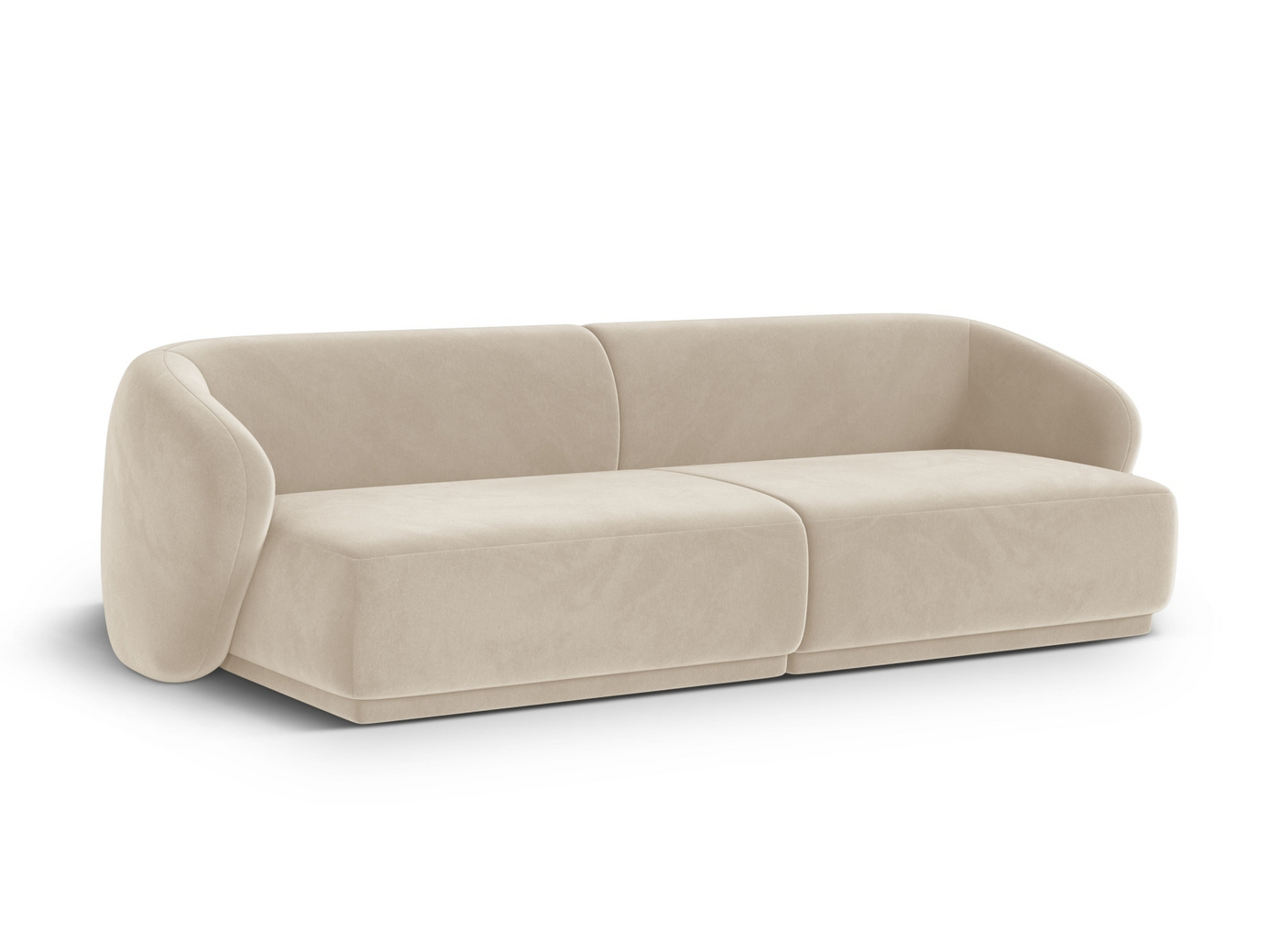 Cosmopolitan Design fløyelssofa, "Gomera", 4-seter, 246 × 93 × 74 cm, Salvador, svarte plastben