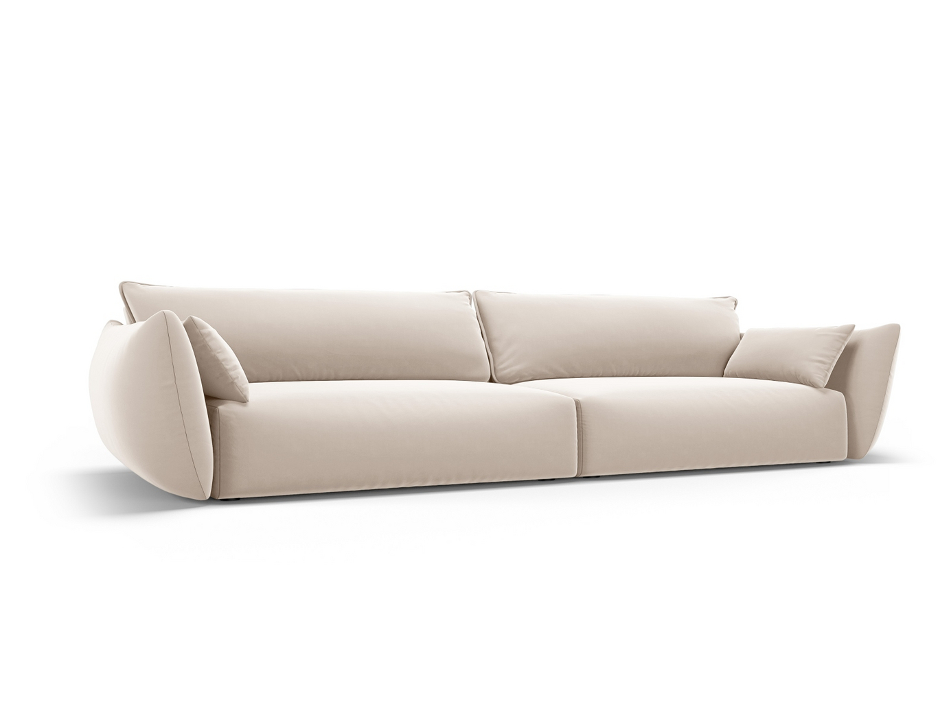 Cosmopolitan Design fløyelssofa, "Matera", 4-seter, 248 × 110 × 85 cm, Salvador, svarte plastben