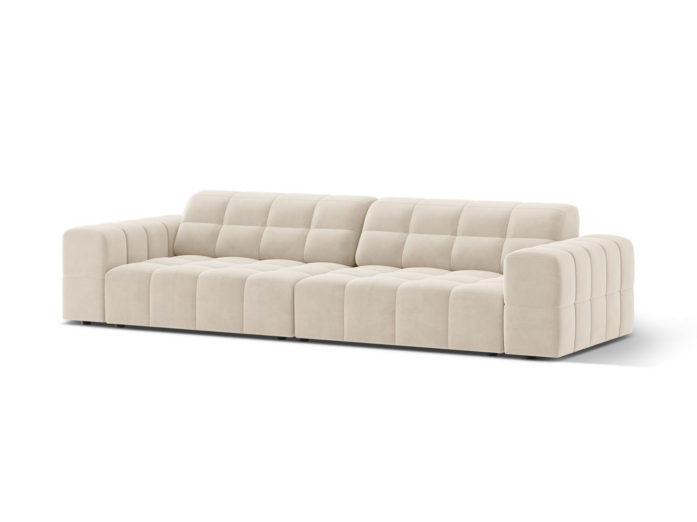 Cosmopolitan Design fløyelssofa, "Chicago", 4-seter, 252 × 102 × 78 cm, Bluvel, svarte plastben