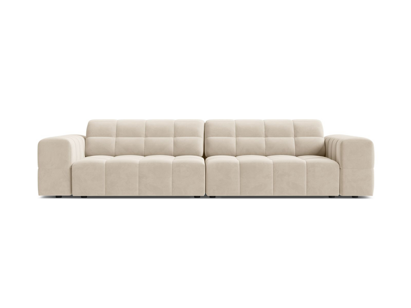 Cosmopolitan Design fløyelssofa, "Chicago", 4-seter, 252 × 102 × 78 cm, Bluvel, svarte plastben