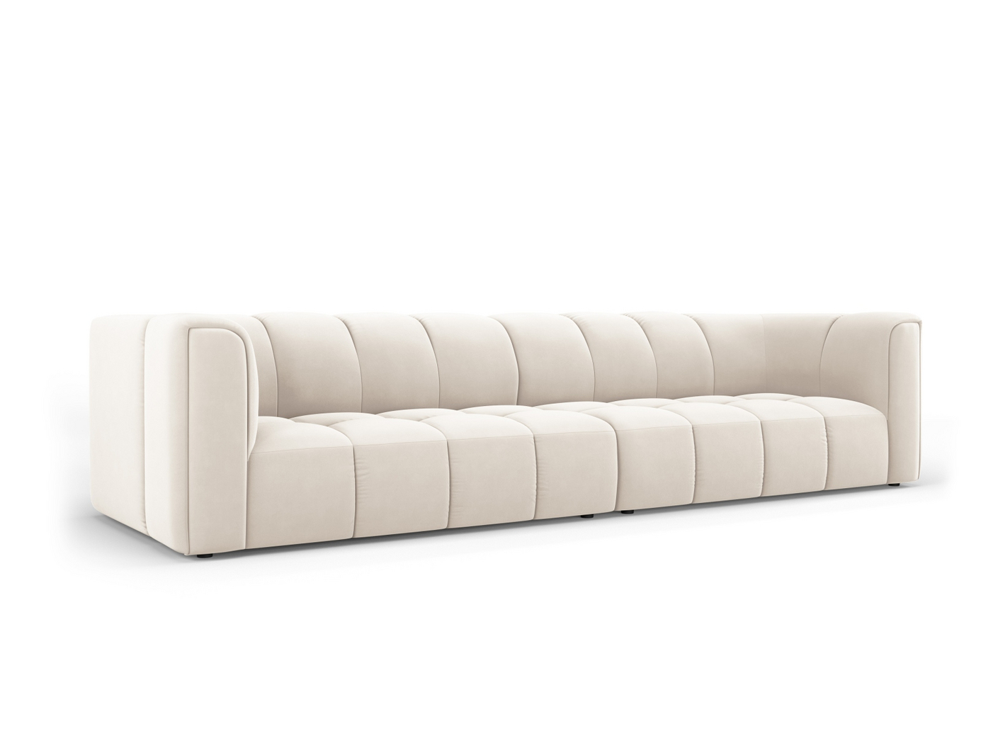 Cosmopolitan Design fløyelsmodulsofa, "Moritz", 4-seter, 286 × 96 × 70 cm, Bluvel, svarte plastben