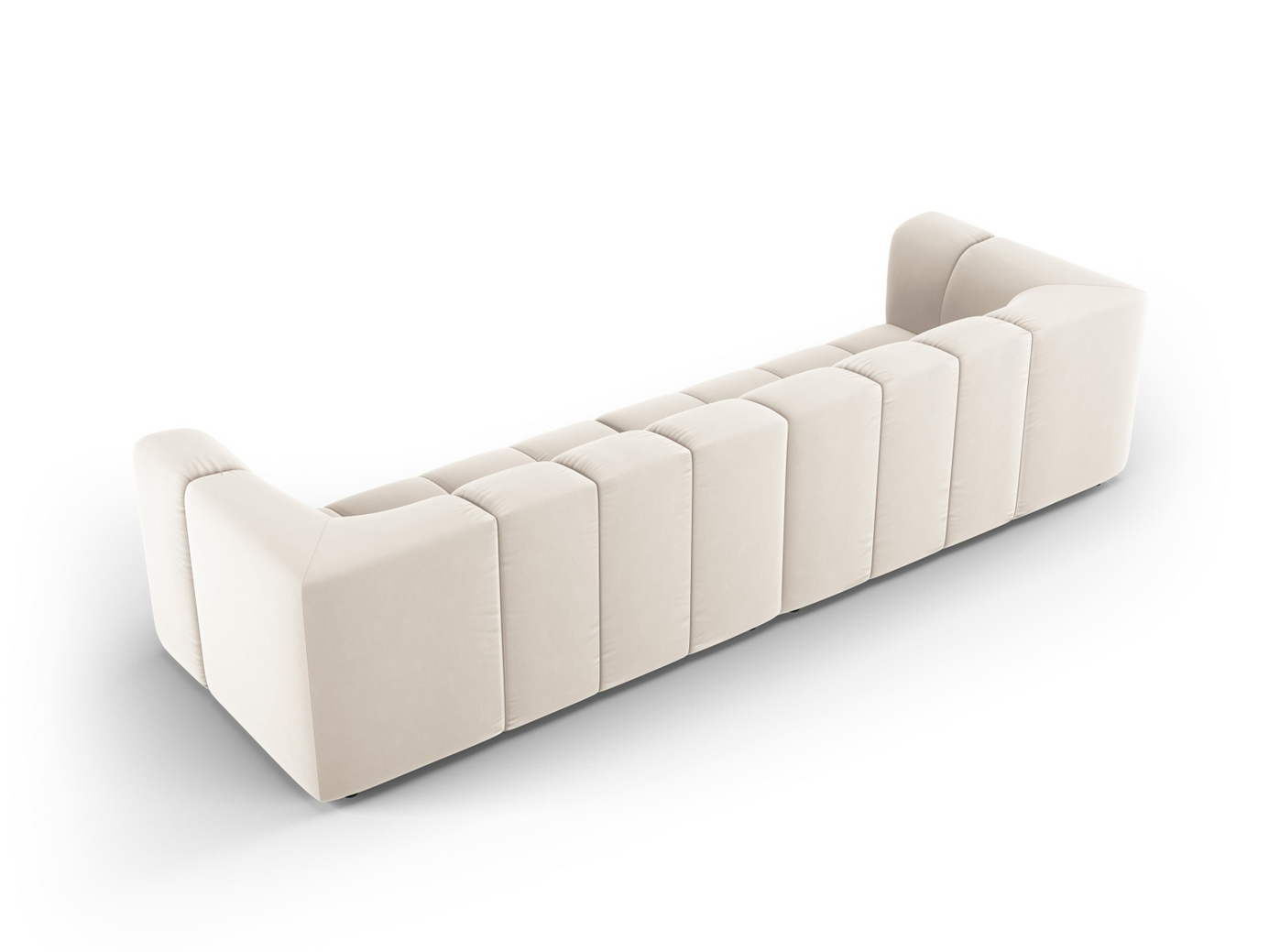 Cosmopolitan Design fløyelsmodulsofa, "Moritz", 4-seter, 286 × 96 × 70 cm, Bluvel, svarte plastben