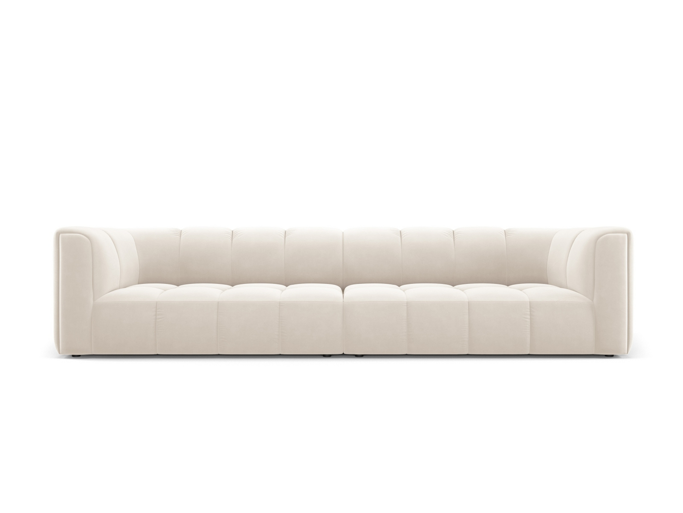 Cosmopolitan Design fløyelsmodulsofa, "Moritz", 4-seter, 286 × 96 × 70 cm, Bluvel, svarte plastben