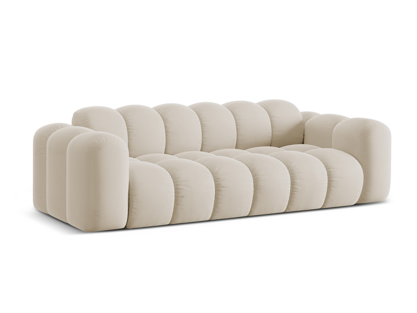 Cosmopolitan Design fløyelssofa, "Treno", 4-seter, 240 × 94 × 70 cm, Bluvel, svarte plastben