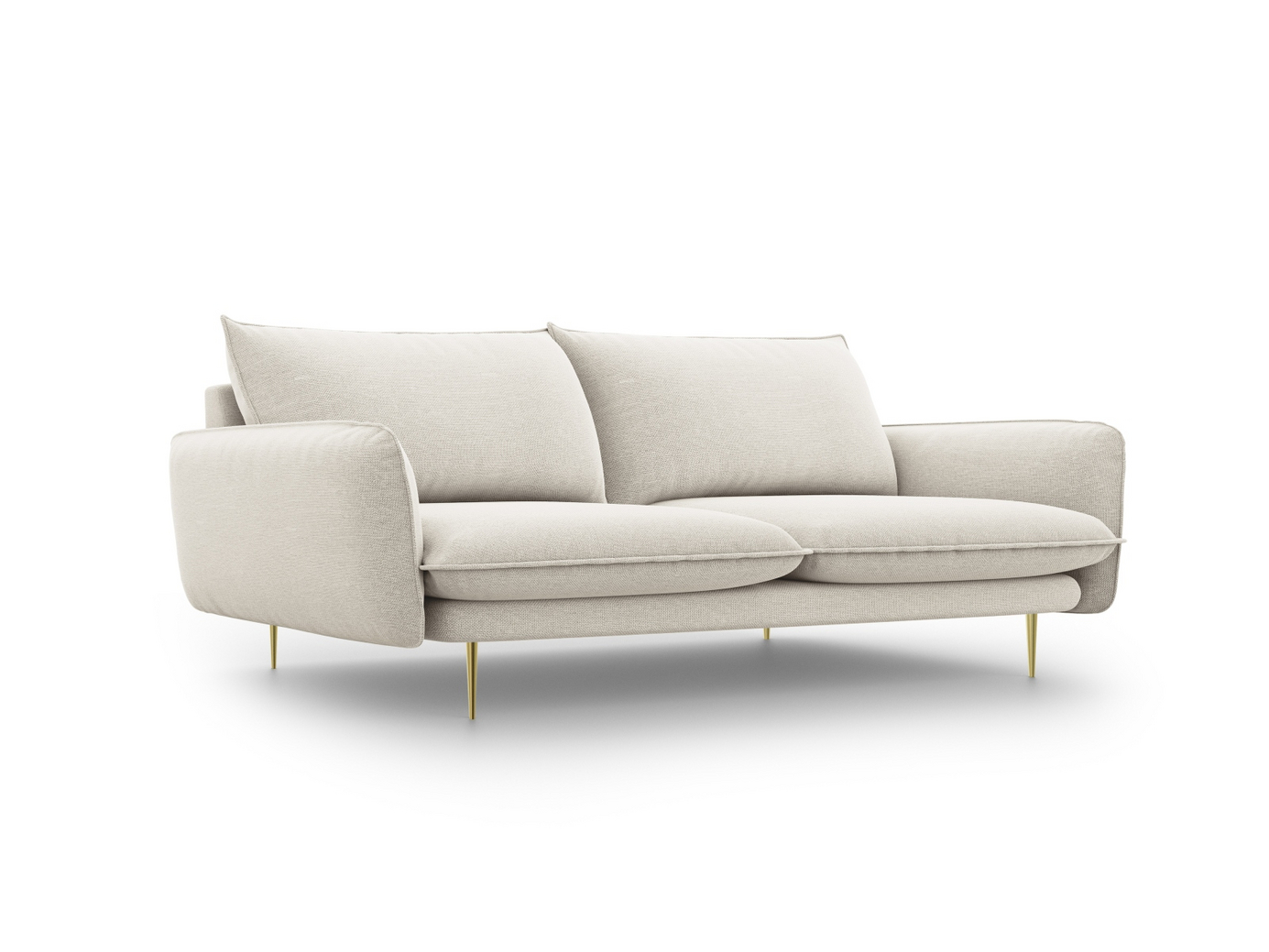 Cosmopolitan Design sofa, "Vienna", 4-seter, 230 × 92 × 95 cm, Positano, gullfargede metallben