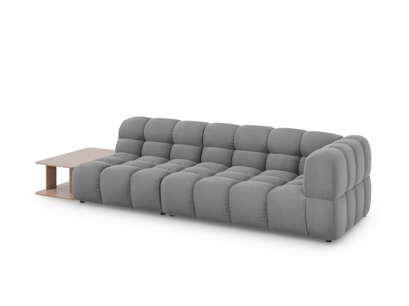 Cosmopolitan Design venstrevendt fløyelsmodulsofa, "Sky", 4-seter, 297 × 102 × 70 cm, Casino, svarte plastben