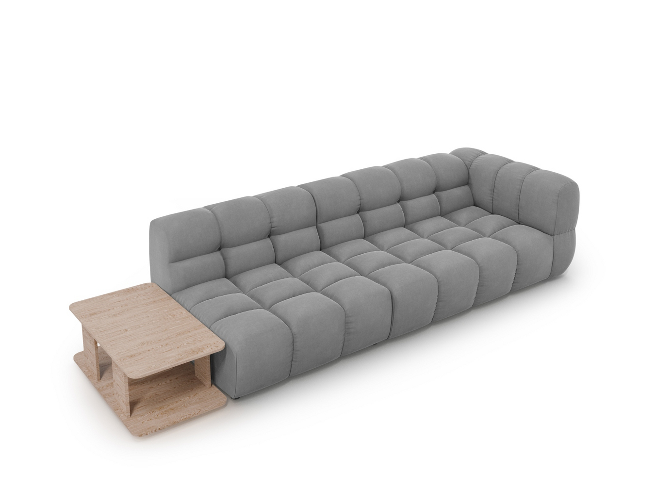 Cosmopolitan Design venstrevendt fløyelsmodulsofa, "Sky", 4-seter, 297 × 102 × 70 cm, Casino, svarte plastben