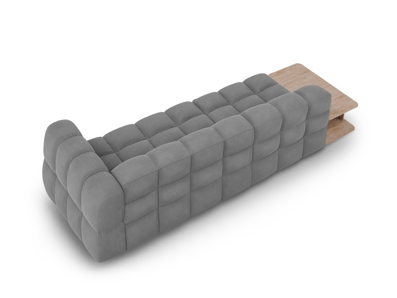 Cosmopolitan Design venstrevendt fløyelsmodulsofa, "Sky", 4-seter, 297 × 102 × 70 cm, Casino, svarte plastben