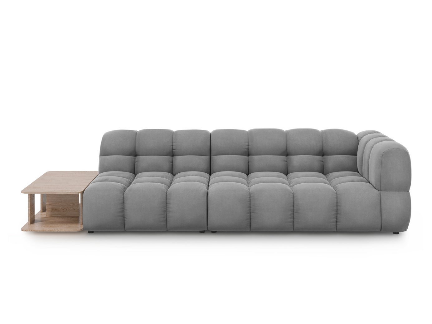 Cosmopolitan Design venstrevendt fløyelsmodulsofa, "Sky", 4-seter, 297 × 102 × 70 cm, Casino, svarte plastben
