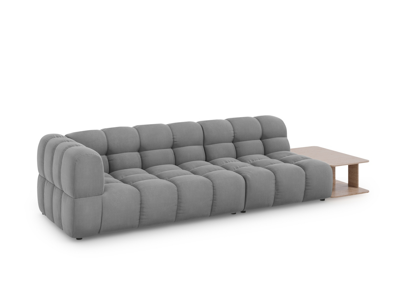 Cosmopolitan Design høyrevendt fløyelsmodulsofa, "Sky", 4-seter, 297 × 102 × 70 cm, Casino, svarte plastben