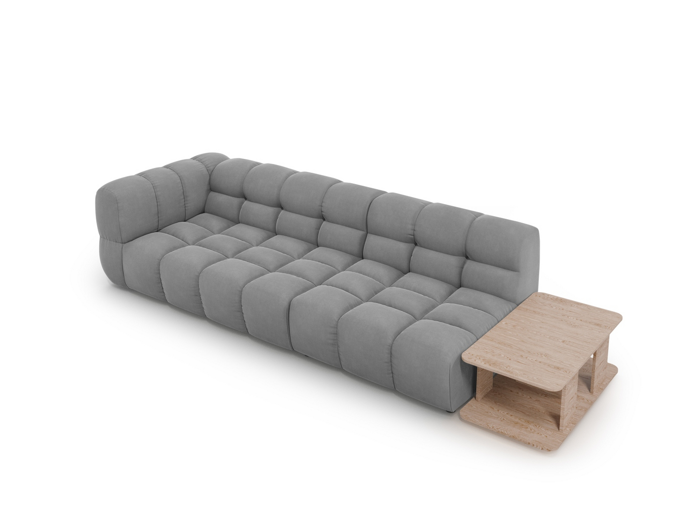 Cosmopolitan Design høyrevendt fløyelsmodulsofa, "Sky", 4-seter, 297 × 102 × 70 cm, Casino, svarte plastben