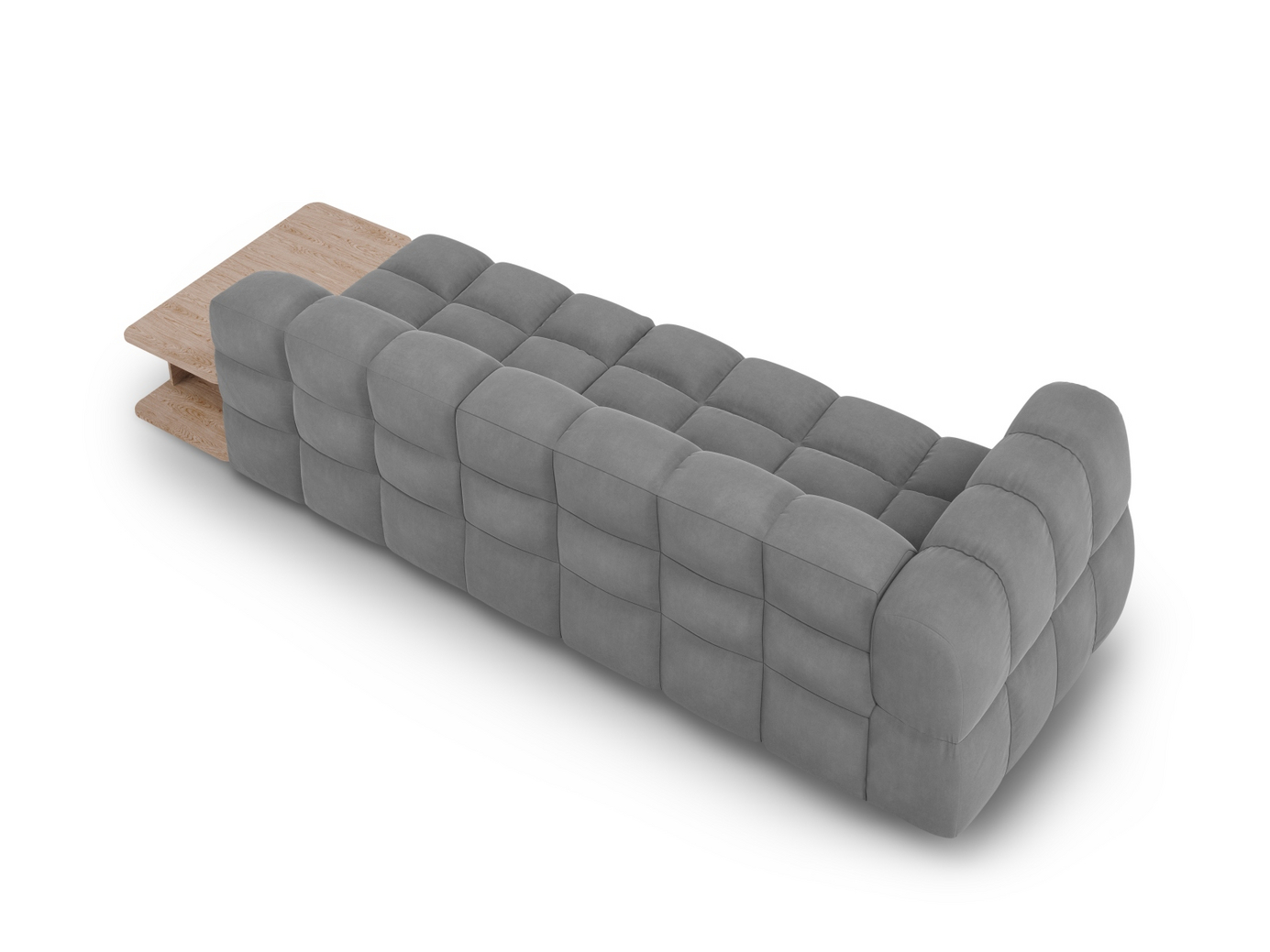 Cosmopolitan Design høyrevendt fløyelsmodulsofa, "Sky", 4-seter, 297 × 102 × 70 cm, Casino, svarte plastben