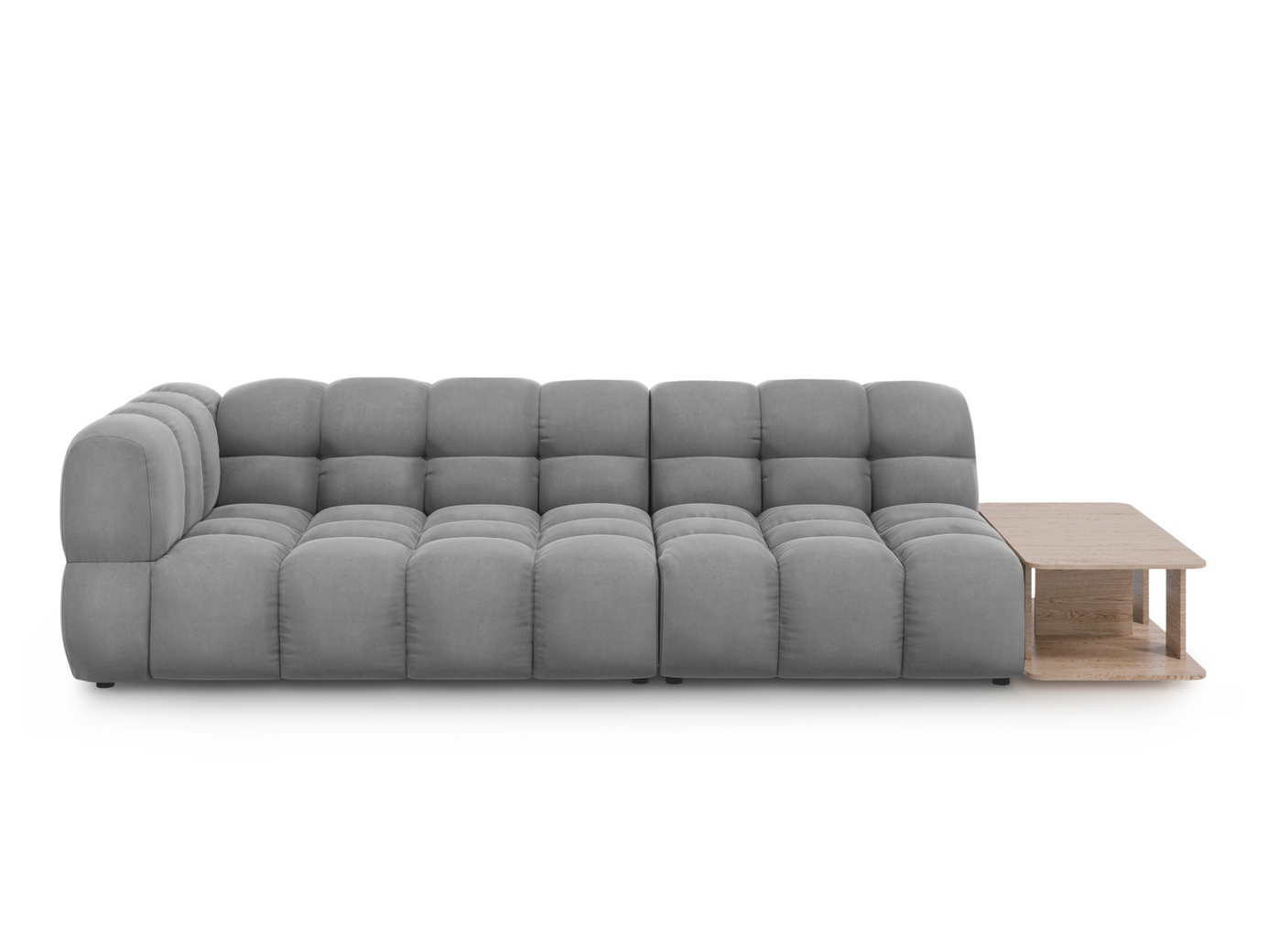 Cosmopolitan Design høyrevendt fløyelsmodulsofa, "Sky", 4-seter, 297 × 102 × 70 cm, Casino, svarte plastben