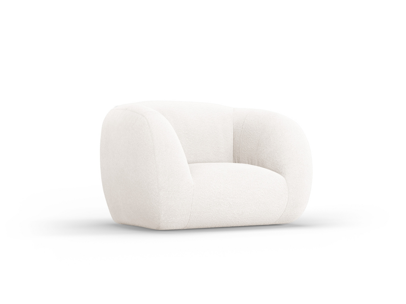 Cosmopolitan Design bouclé-lenestol, "Essen", 1-seter, 130 × 95 × 86 cm, Baloo, svarte plastben