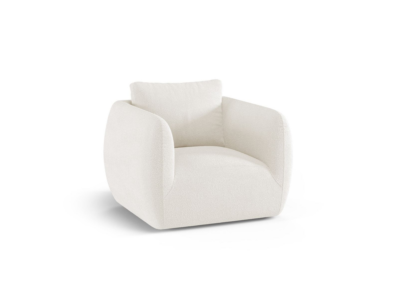 Cosmopolitan Design bouclé-lenestol, "Nimes", 1-seter, 95,5 × 87 × 80 cm, Baloo, sølvfargede metallben