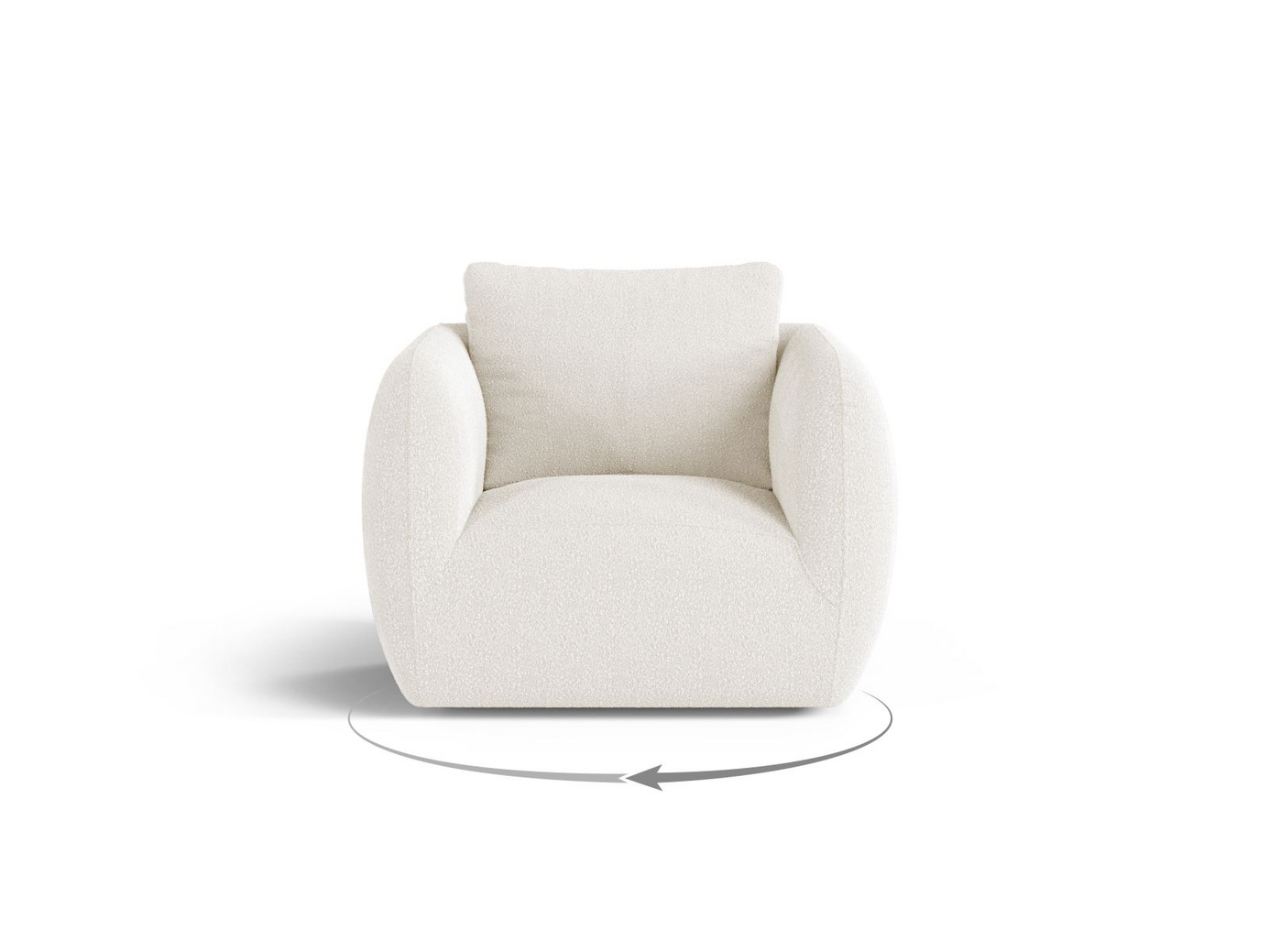 Cosmopolitan Design bouclé-lenestol, "Nimes", 1-seter, 95,5 × 87 × 80 cm, Baloo, sølvfargede metallben
