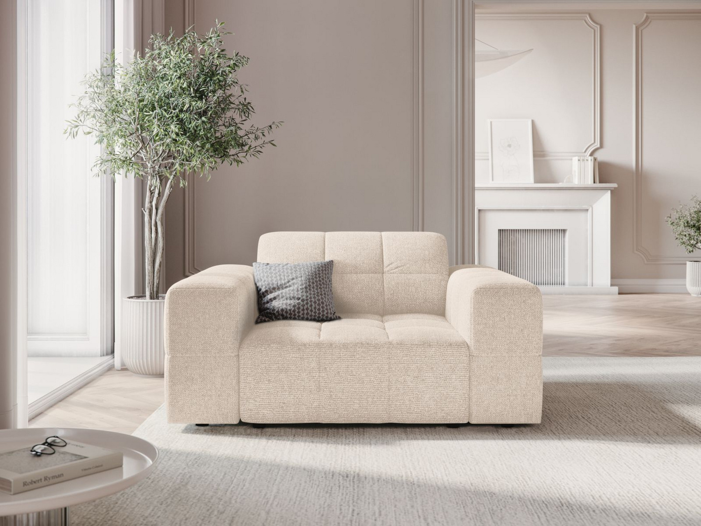 Cosmopolitan Design lenestol, "Chicago", 1-seter, 132 × 102 × 78 cm, Haga, svarte plastben