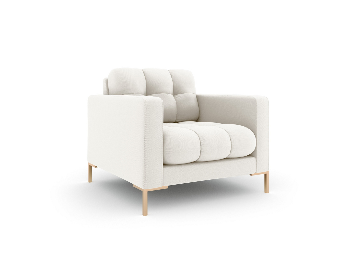 Cosmopolitan Design lenestol, "Bali", 1-seter, 87 × 96 × 75 cm, Neve, gullfargede metallben